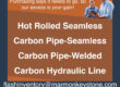 Marmon Keystone A promotional graphic highlights a surplus of inventory, featuring hot rolled seamless tube and carbon pipe. Two people review a clipboard at the top right. Contact email and website are shown for your supplychain metals distributor needs.